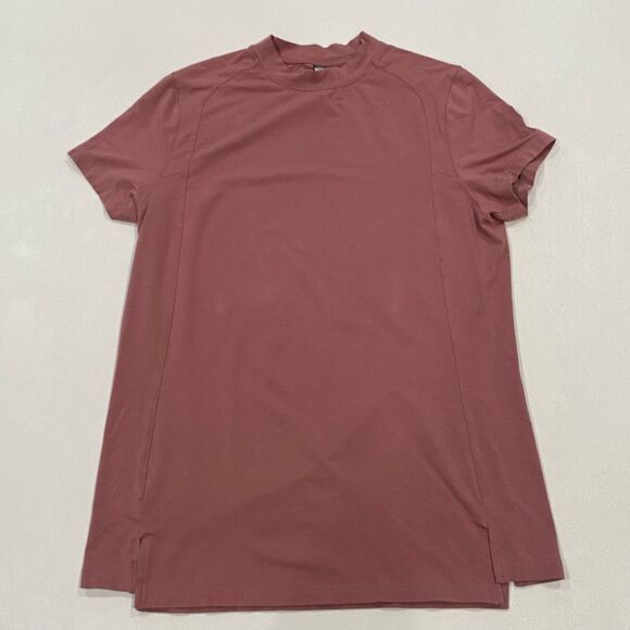 Alphalete Premium Longline T-Shirt Size Small Mauve Pink Curved Hem - Picture 2 of 5